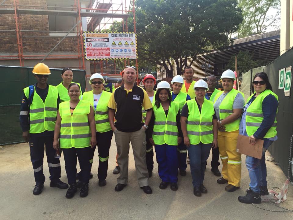 Site crew in high-visibility vests after a RESS safety briefing