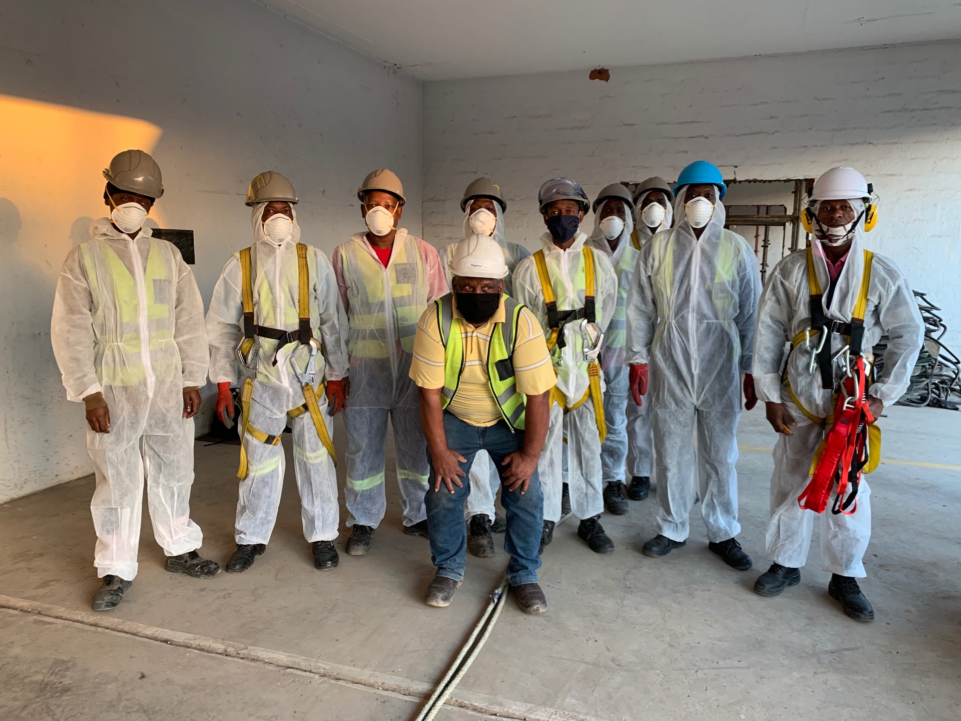 Crew kitted out in coveralls, harnesses and respirators after a RESS PPE induction