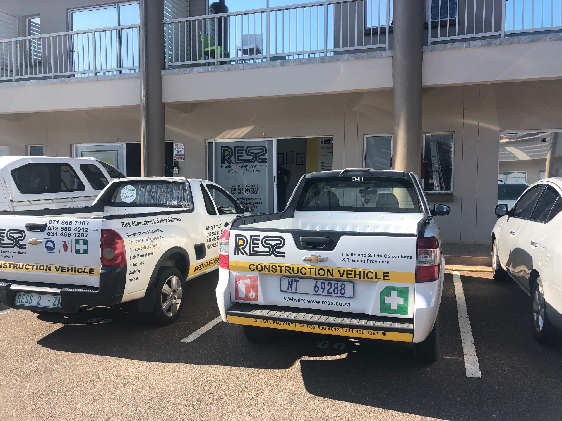 RESS branded construction vehicles outside the RESS head office