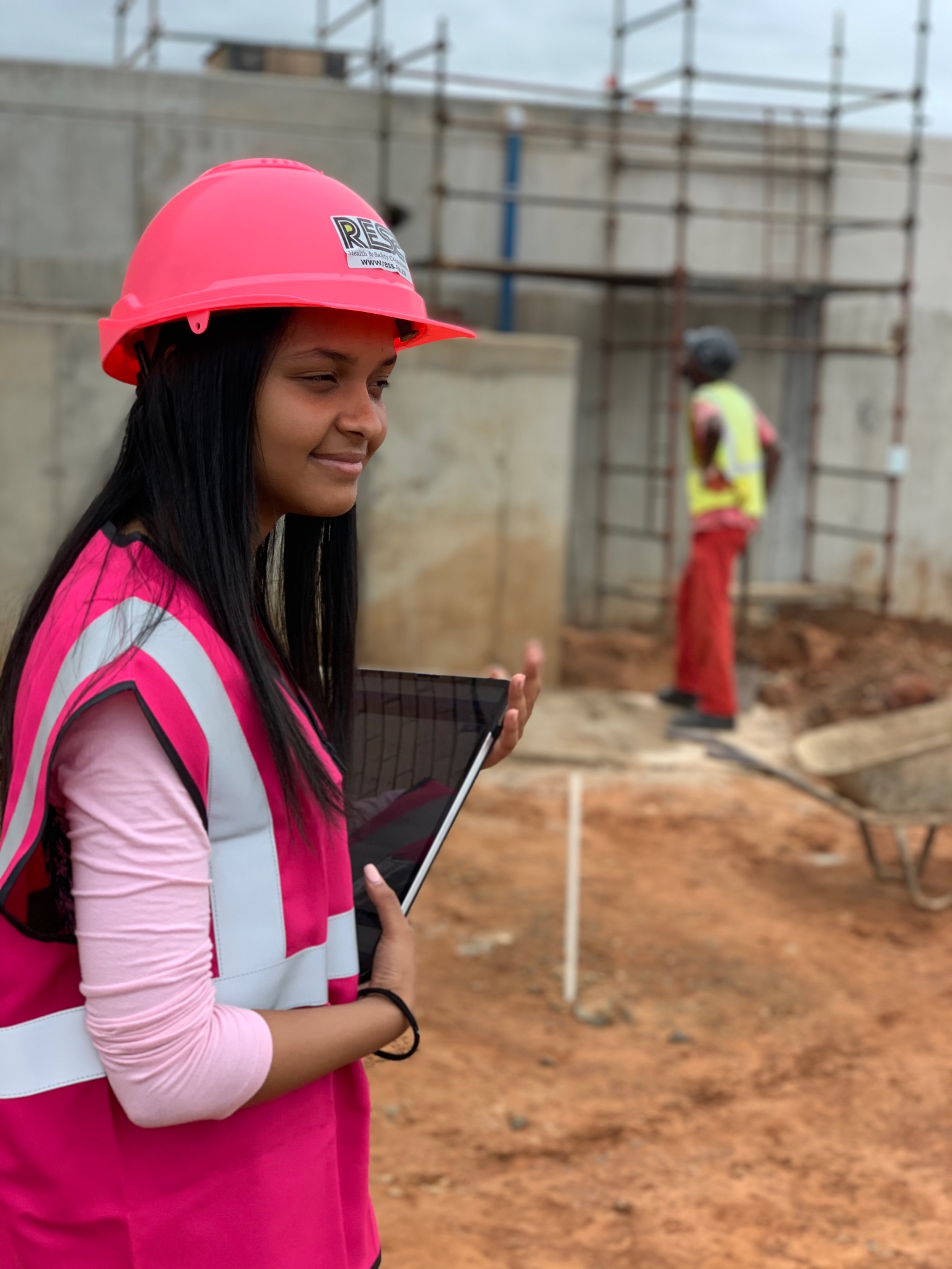 RESS safety officer with a tablet capturing inspection data on site